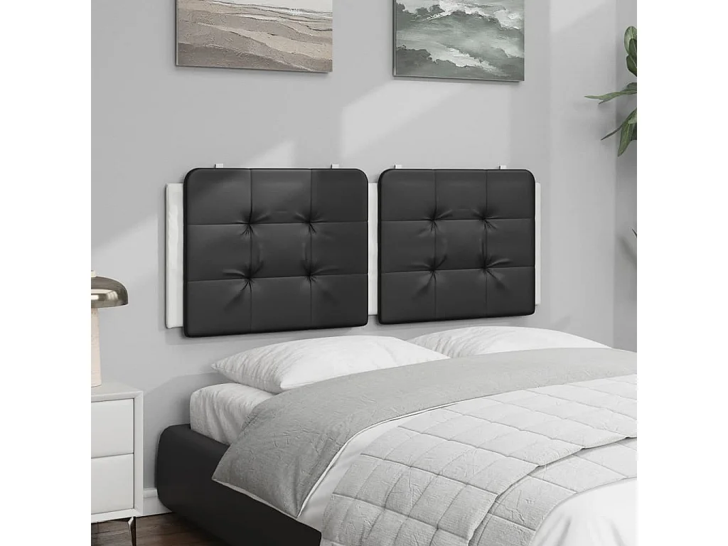 Coussin de tête de lit noir et blanc 120cm similicuir