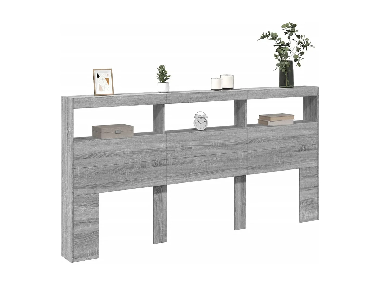 Armoire tête de lit avec LED sonoma gris 200x17x102