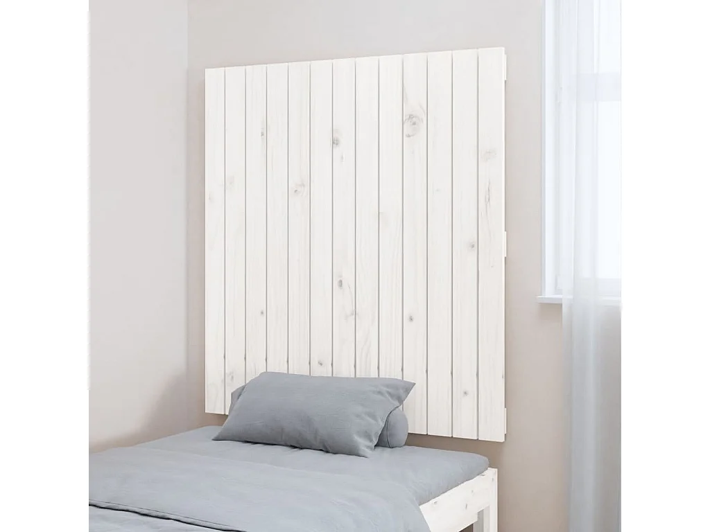 Tête de lit murale Blanc 82,5x3x90 Bois massif de pin