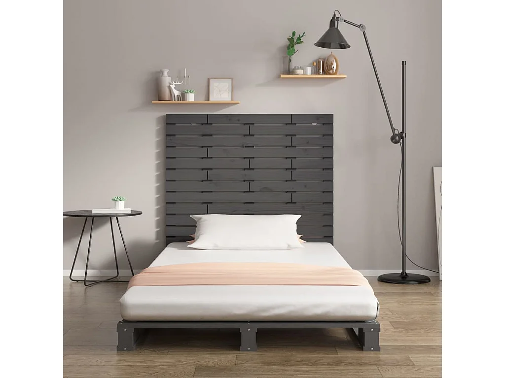 Tête de lit murale Gris 106x3x91,5 Bois massif de pin