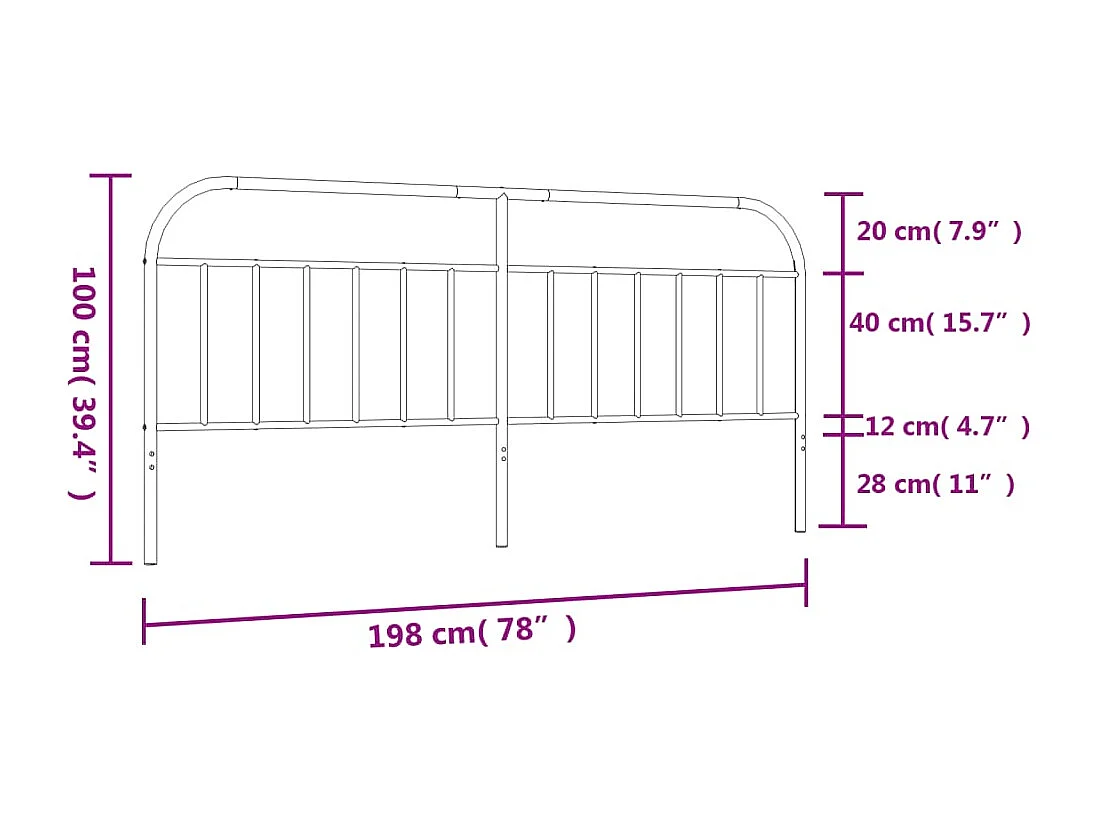 Tête de lit métal blanc 193cm