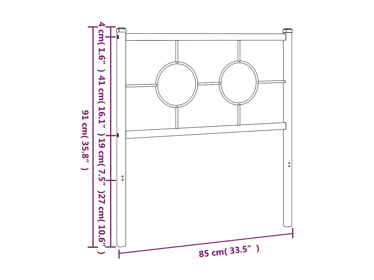 Tête de lit métal blanc 80cm