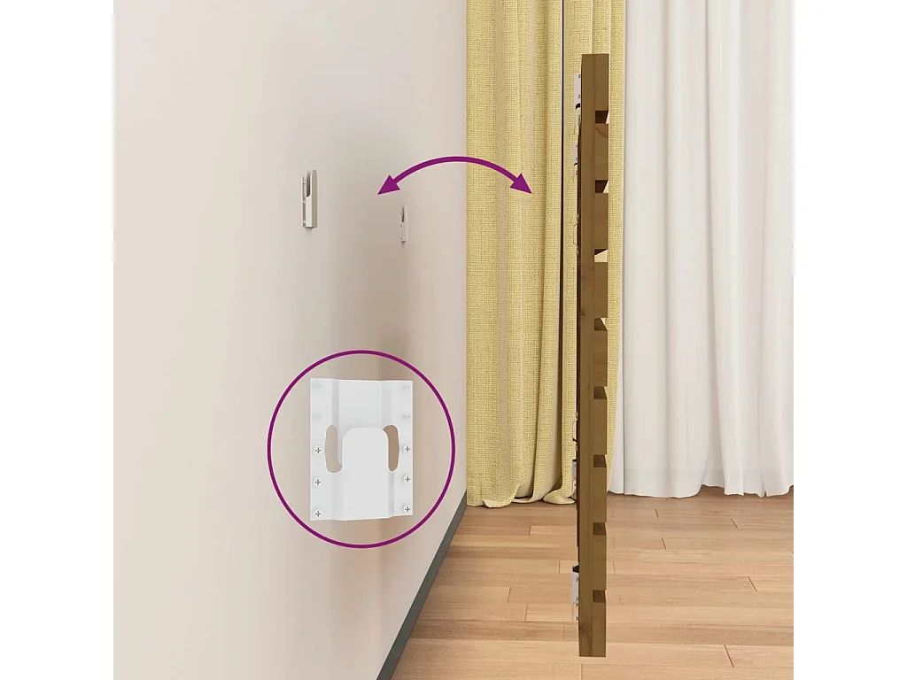 Tête de lit murale Marron miel 146x3x63 Bois massif de pin