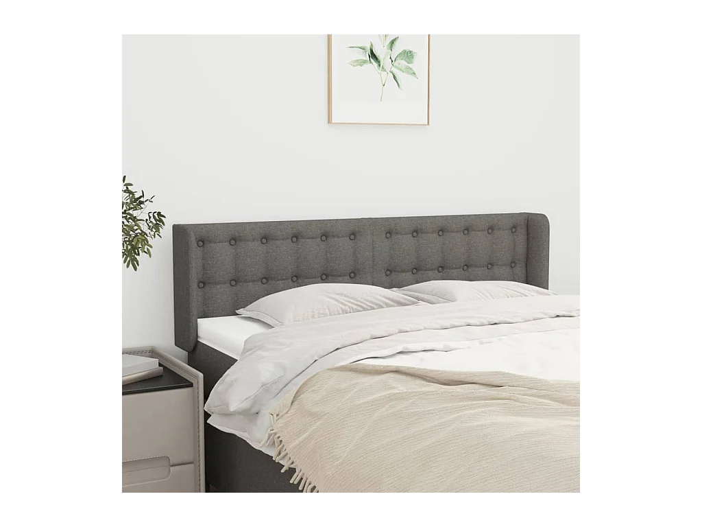 Tête de lit avec oreilles Gris foncé 147x16x78-88 Tissu