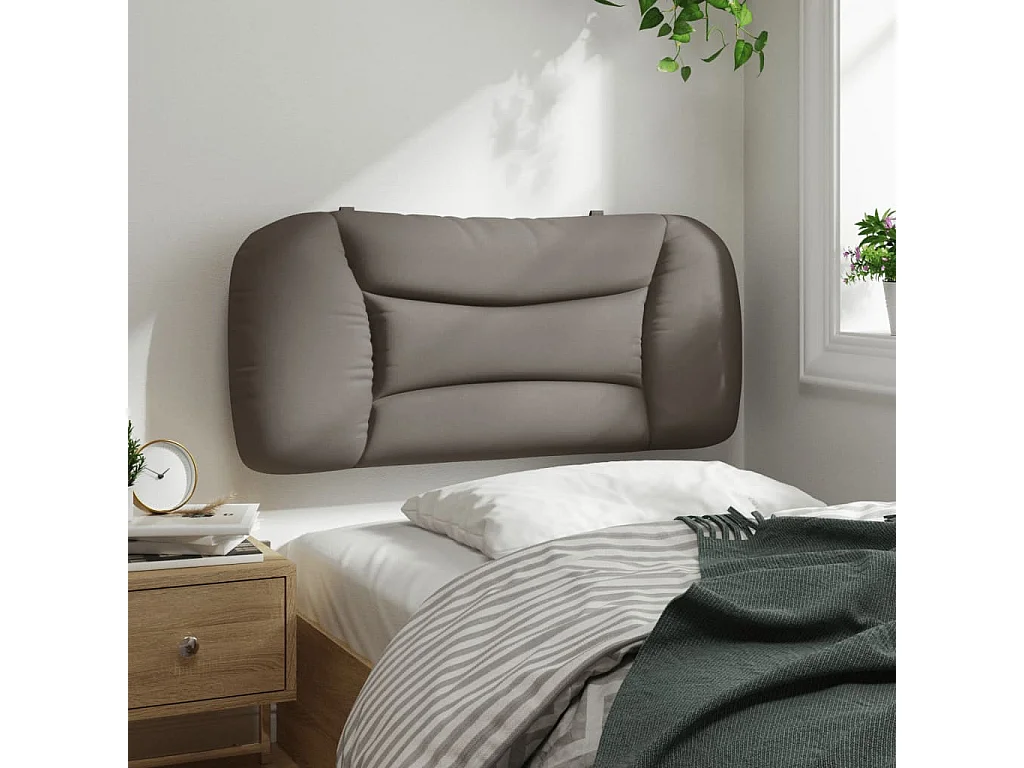 Coussin de tête de lit taupe 90cm tissu