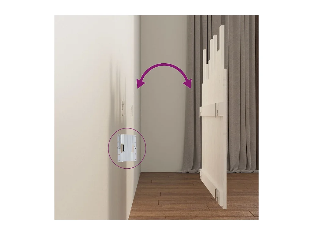 Tête de lit murale Blanc 95,5x3x80 Bois massif de pin