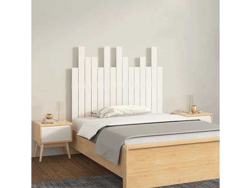 Tête de lit murale Blanc 95,5x3x80 Bois massif de pin