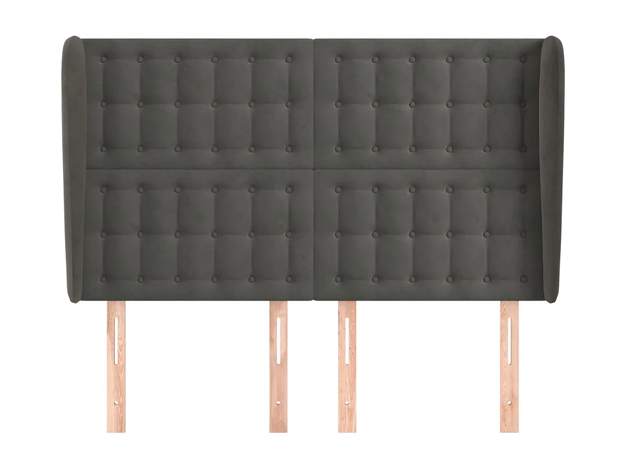 Tête de lit avec oreilles Gris foncé 147x23x118-128 Velours