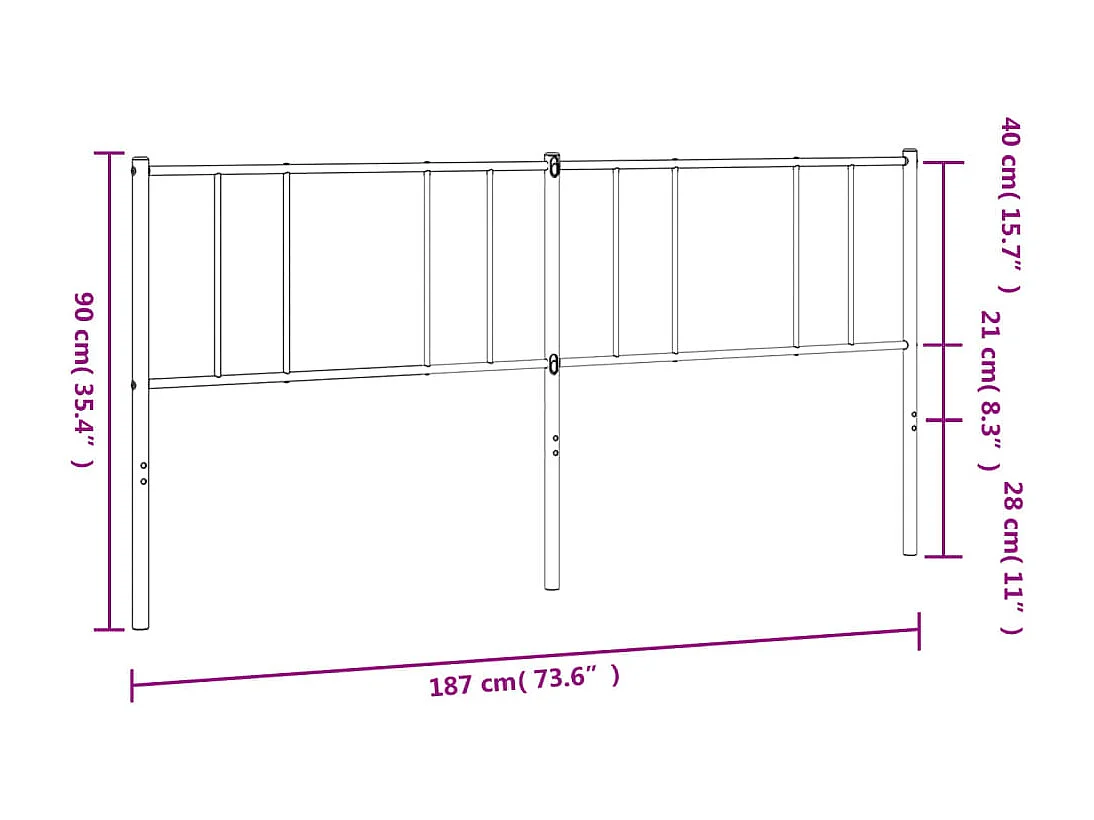 Tête de lit métal noir 180cm