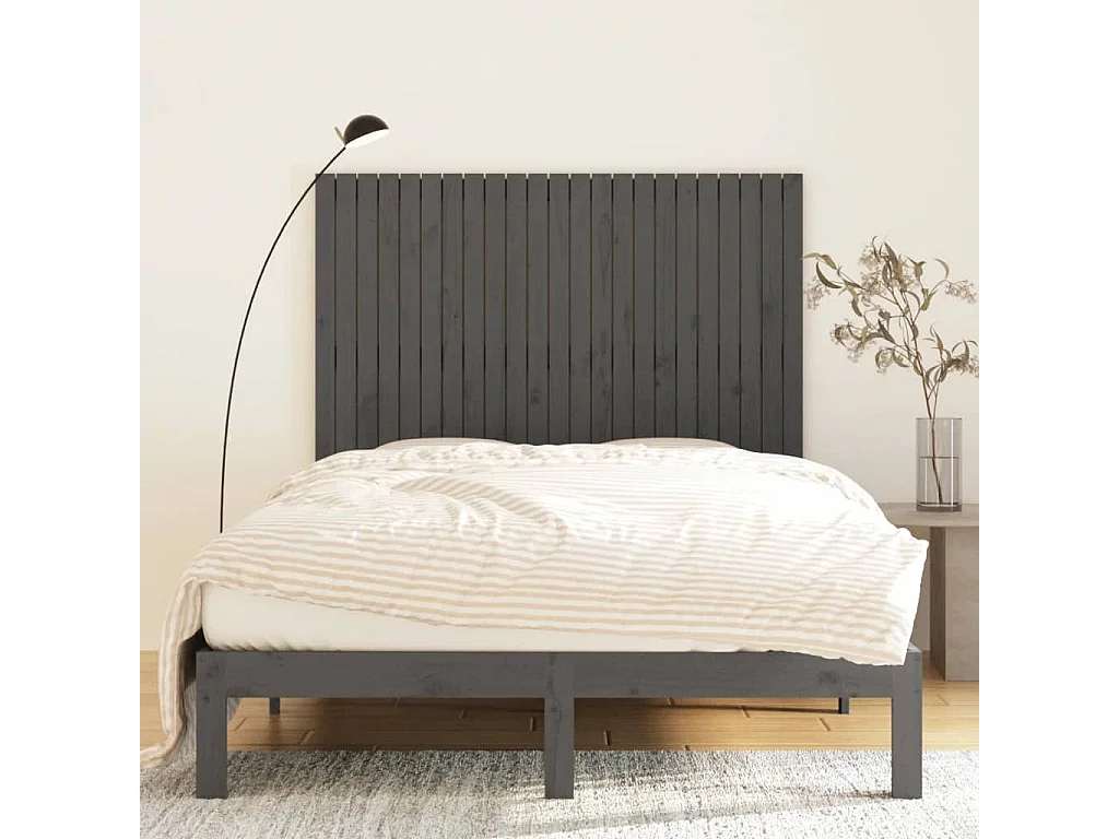 Tête de lit murale Gris 146,5x3x110 Bois massif de pin