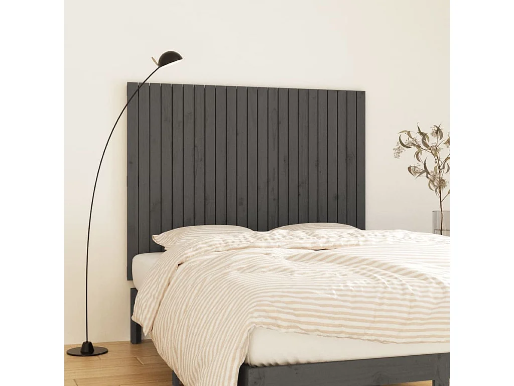Tête de lit murale Gris 146,5x3x110 Bois massif de pin
