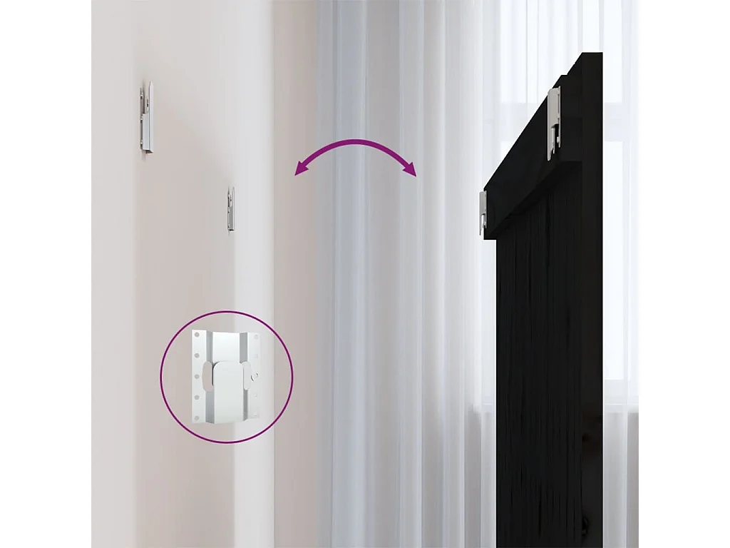 Tête de lit murale Noir 108x3x90 Bois massif de pin