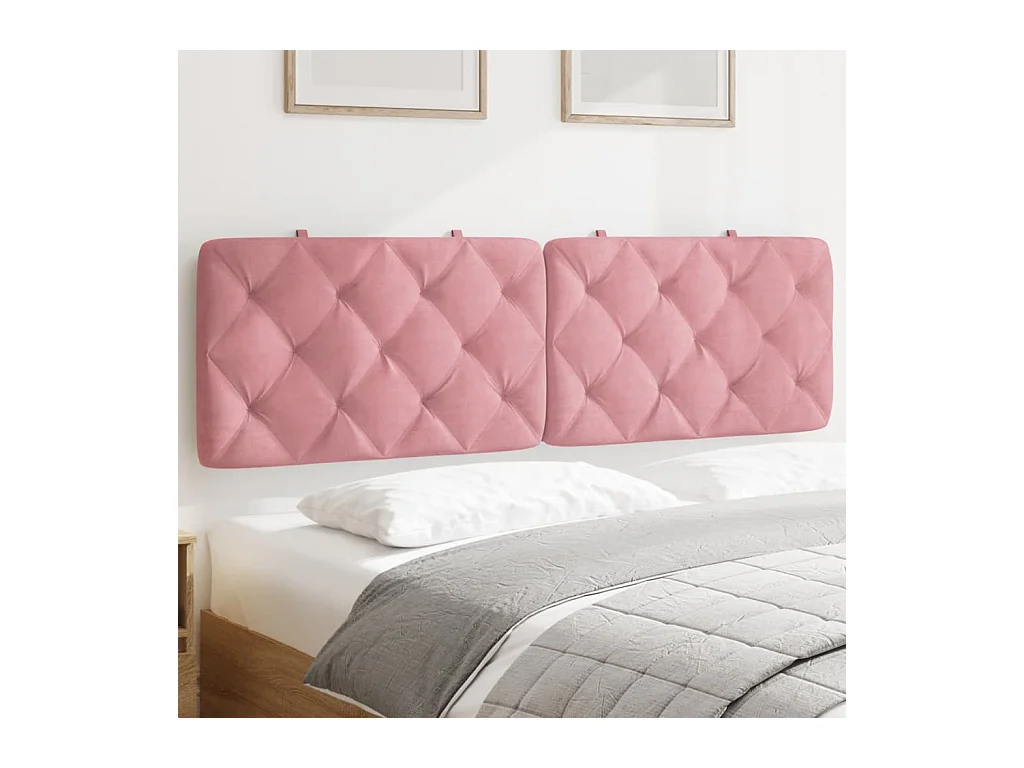 Coussin de tête de lit rose 160cm velours