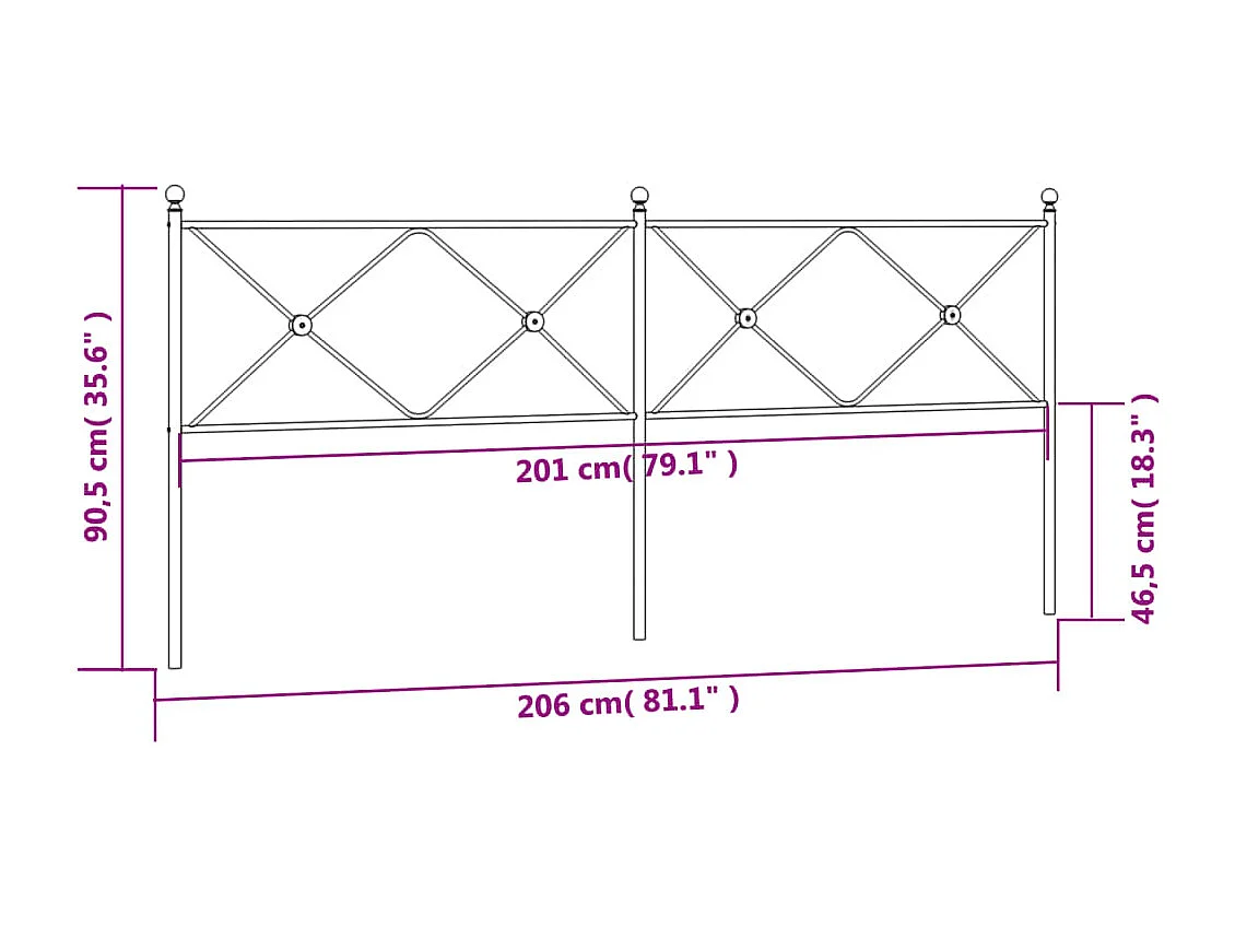 Tête de lit métal blanc 200cm
