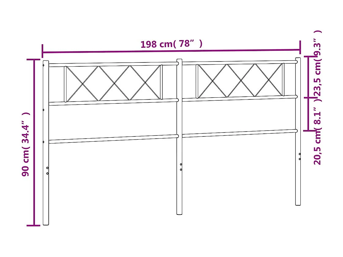 Tête de lit métal blanc 193cm