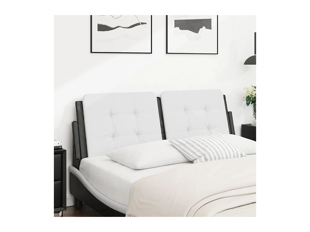 Coussin de tête de lit noir et blanc 120cm similicuir