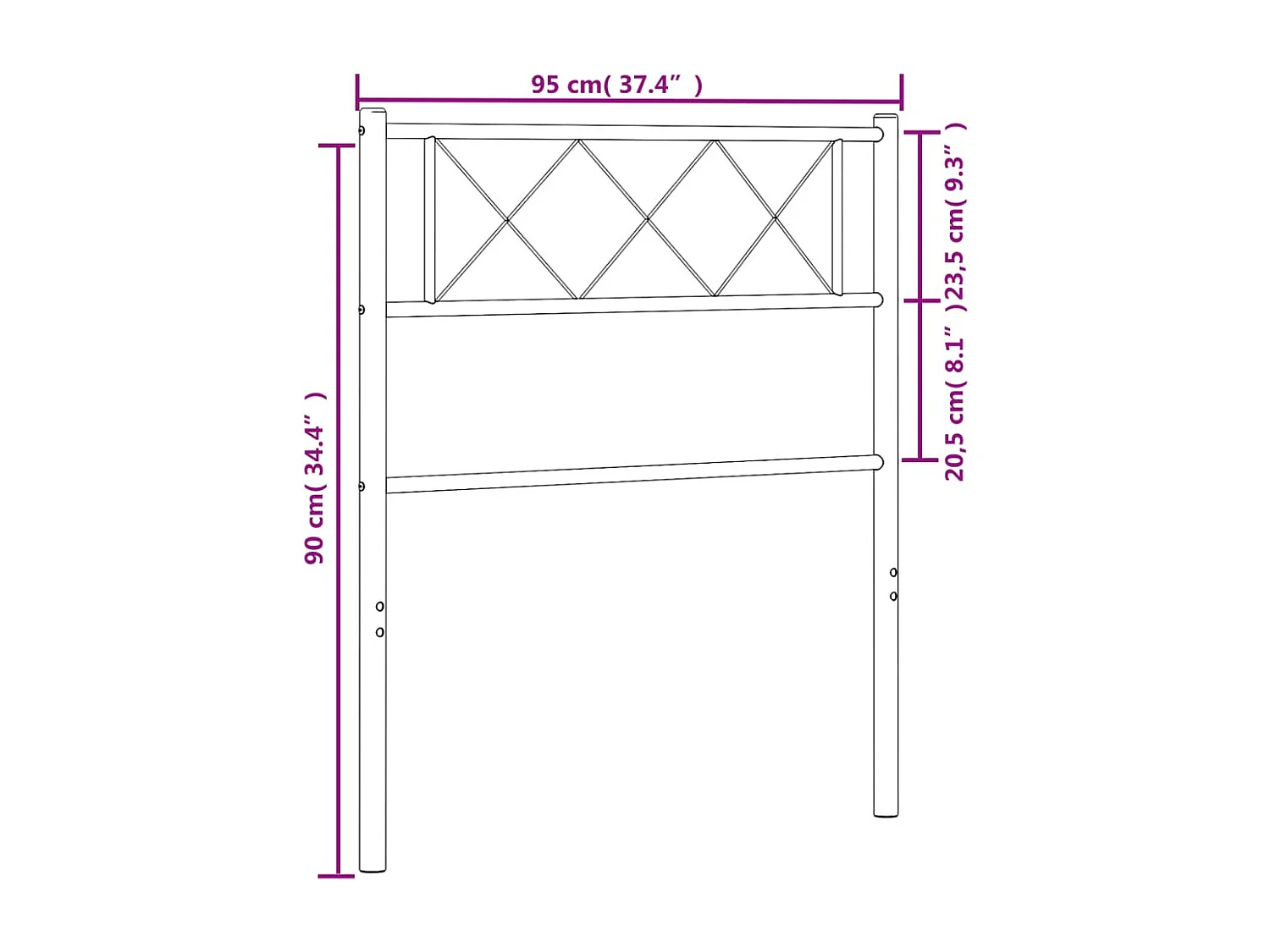 Tête de lit métal blanc 90cm