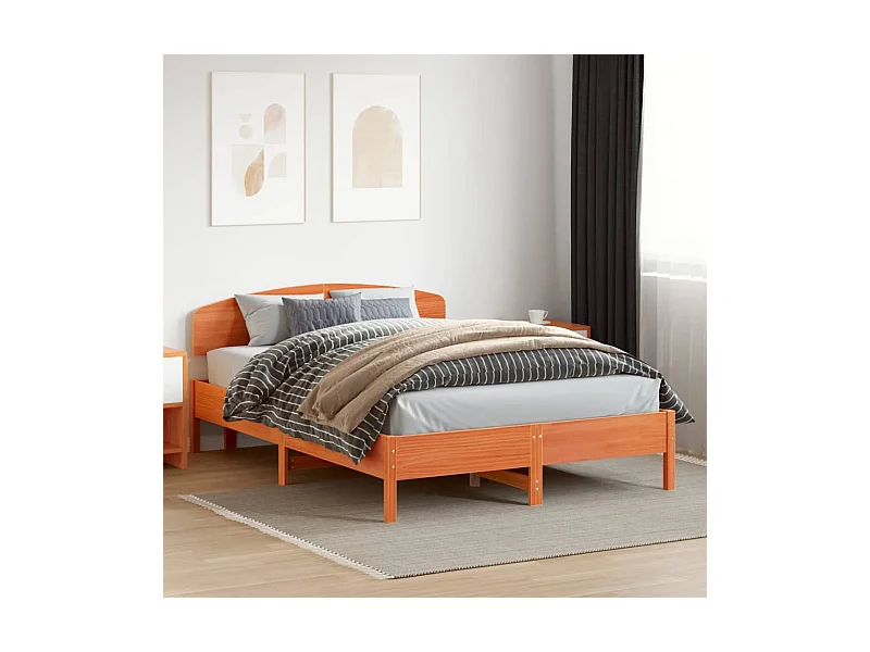 Tête de lit marron 160cm bois massif de pin