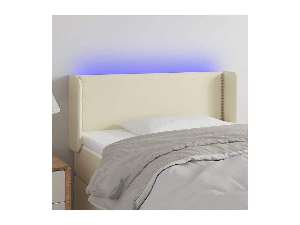 Tête de lit à LED Crème 93x16x78-88 Similicuir