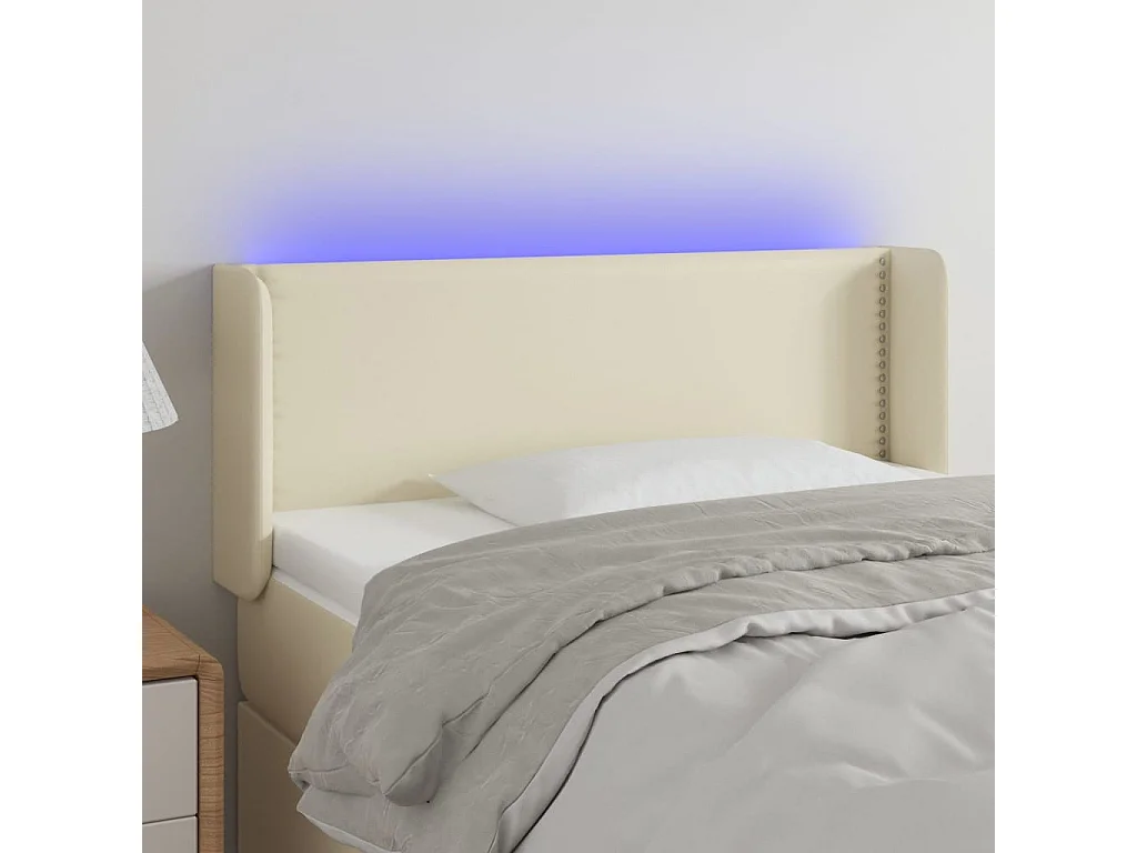 Tête de lit à LED Crème 93x16x78-88 Similicuir