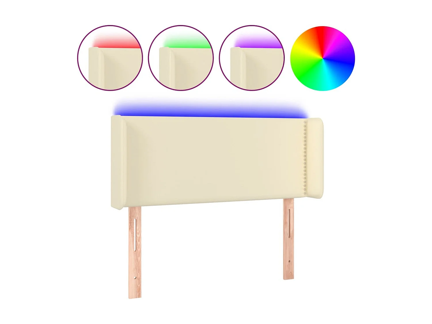 Tête de lit à LED Crème 93x16x78-88 Similicuir