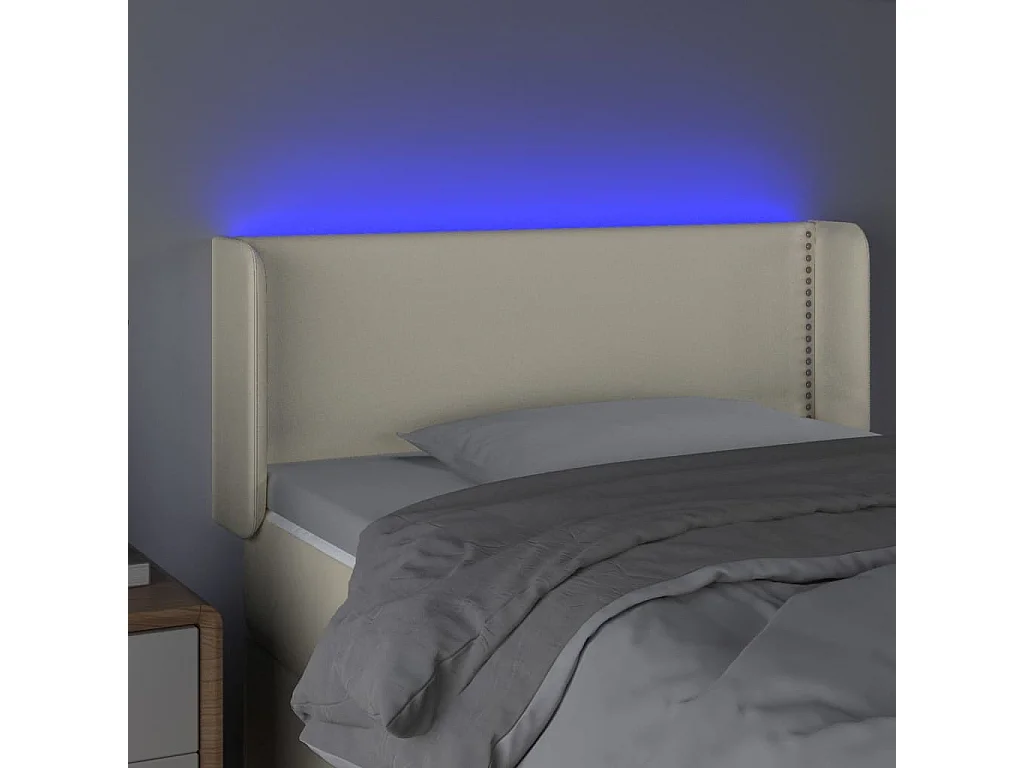 Tête de lit à LED Crème 93x16x78-88 Similicuir