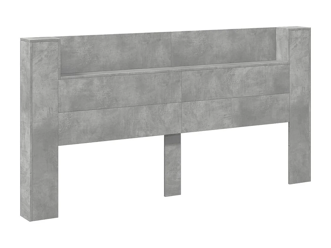 Armoire tête de lit avec LED gris béton 180x16,5x103,5