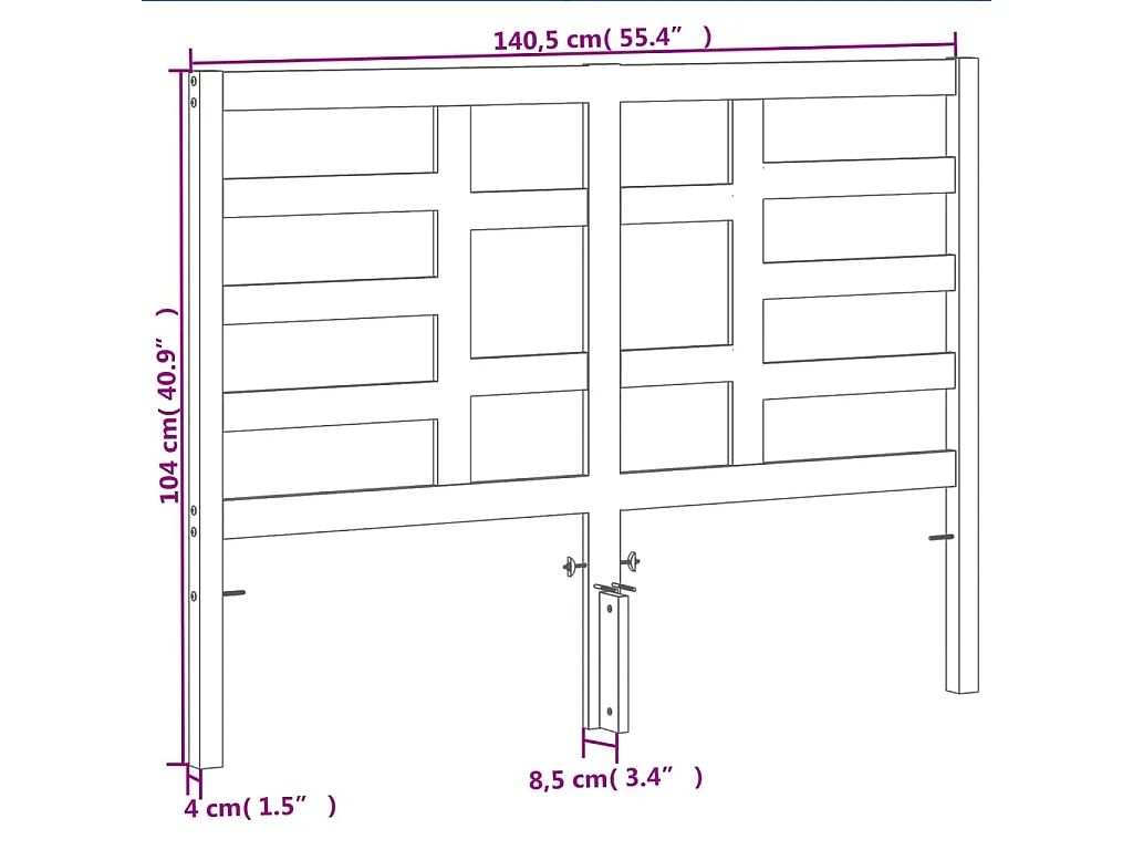 Tête de lit marron 135cm bois massif de pin