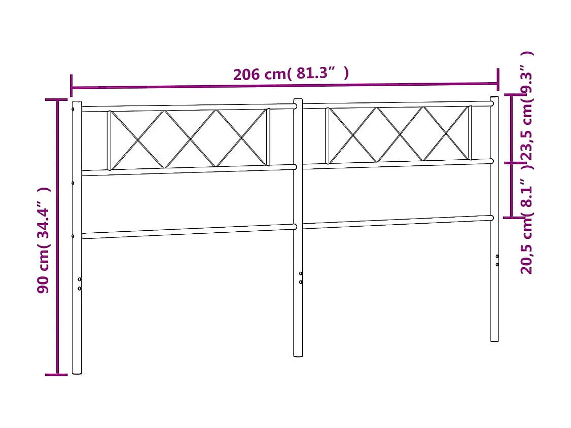 Tête de lit métal noir 200cm