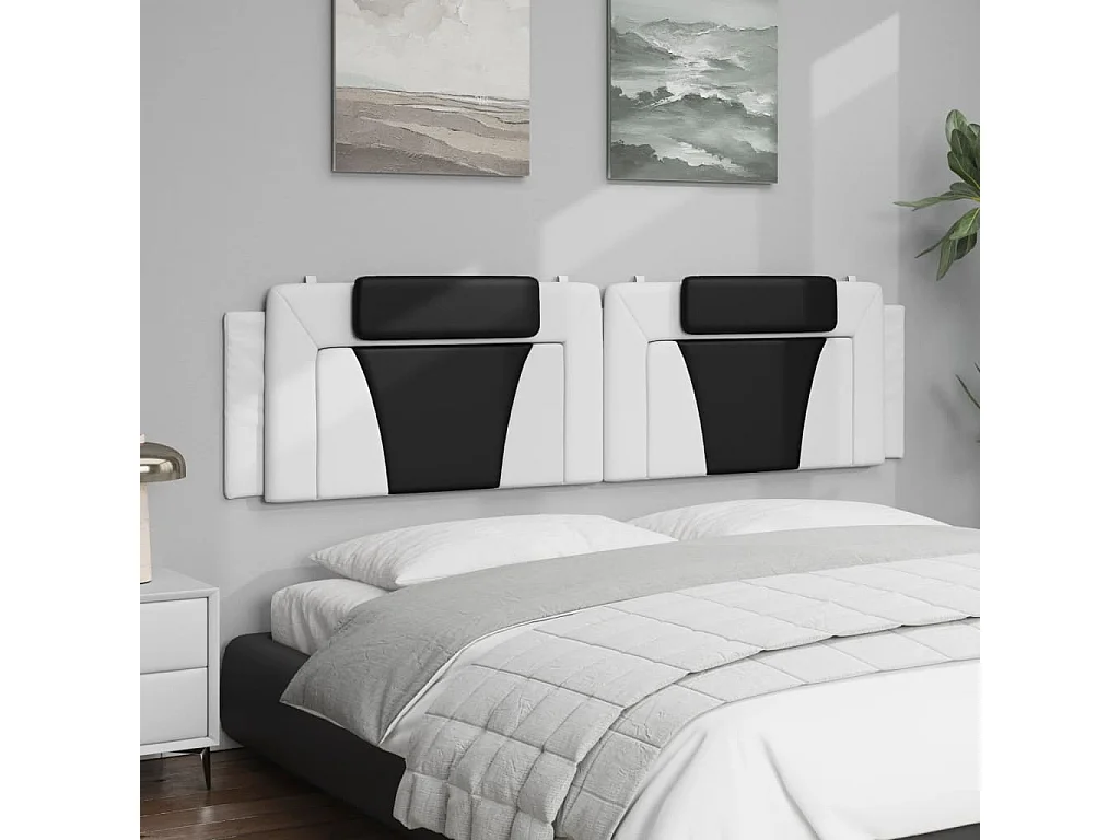 Coussin de tête de lit noir et blanc 200cm similicuir