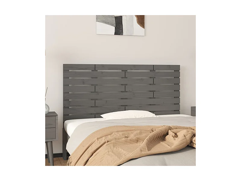 Tête de lit murale Gris 126x3x63 Bois massif de pin