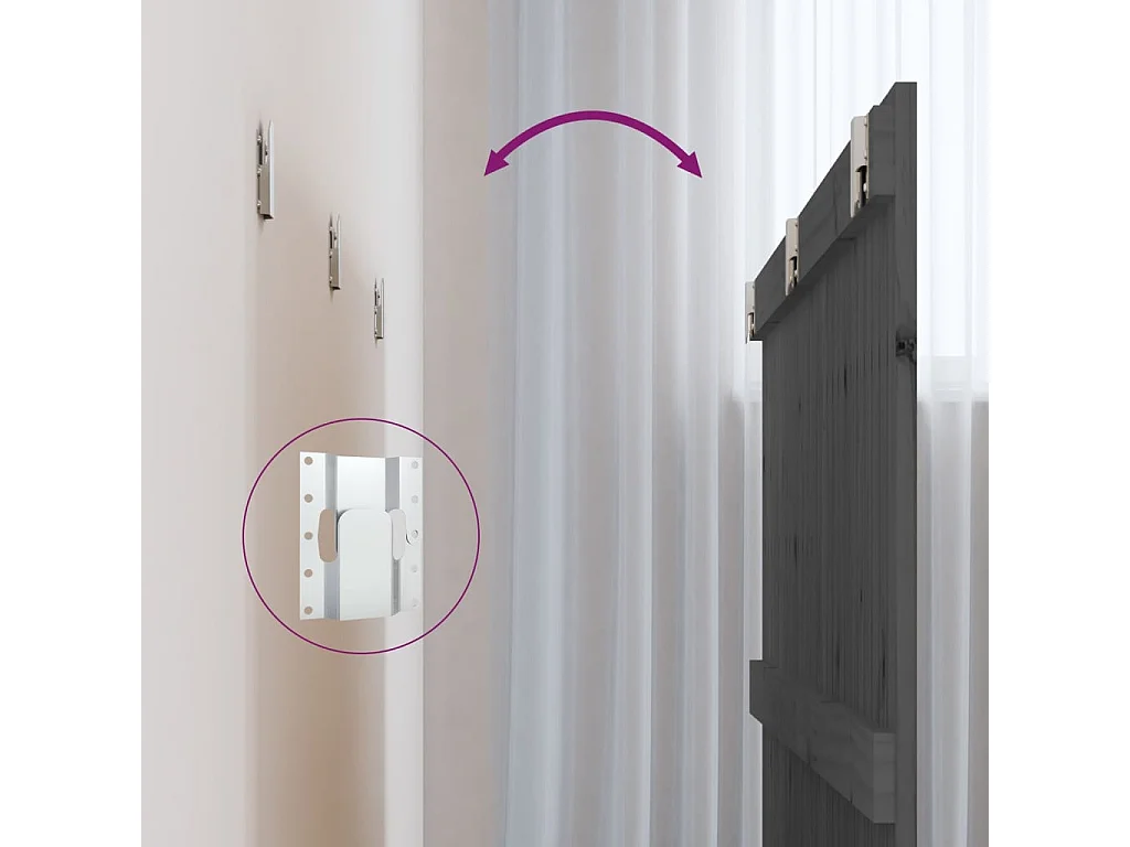 Tête de lit murale Gris 166x3x90 Bois massif de pin