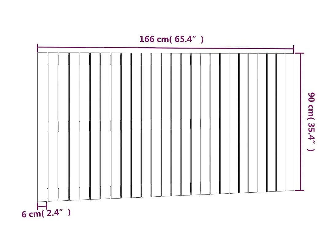 Tête de lit murale Gris 166x3x90 Bois massif de pin