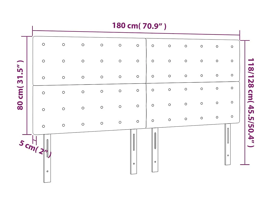 Tête de lit à LED Bleu foncé 180x5x118-128 Velours