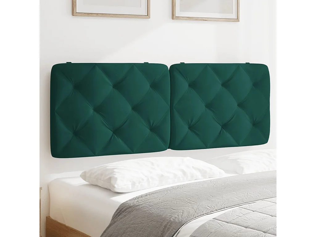 Coussin de tête de lit vert foncé 120cm velours