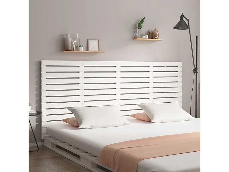 Tête de lit murale Blanc 206x3x91,5 Bois massif de pin