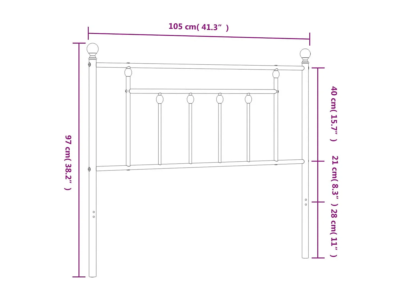 Tête de lit métal blanc 100cm