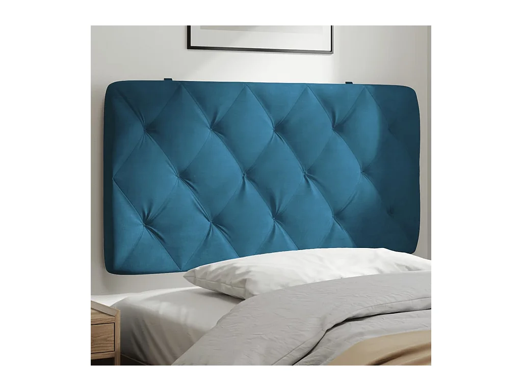Coussin de tête de lit bleu 100cm velours
