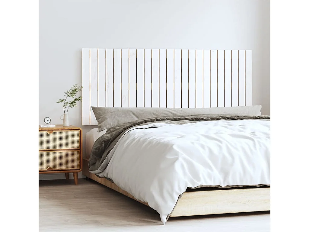 Tête de lit murale Blanc 147x3x60 Bois massif de pin