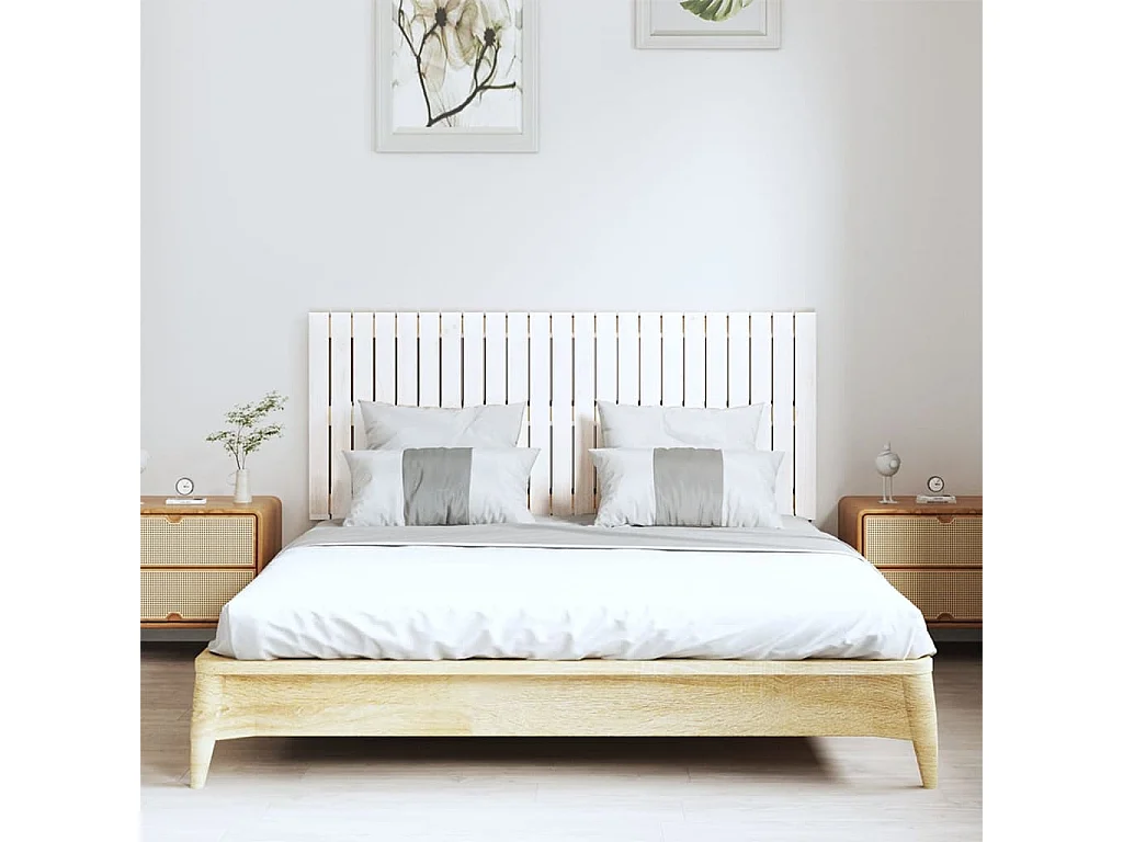 Tête de lit murale Blanc 147x3x60 Bois massif de pin