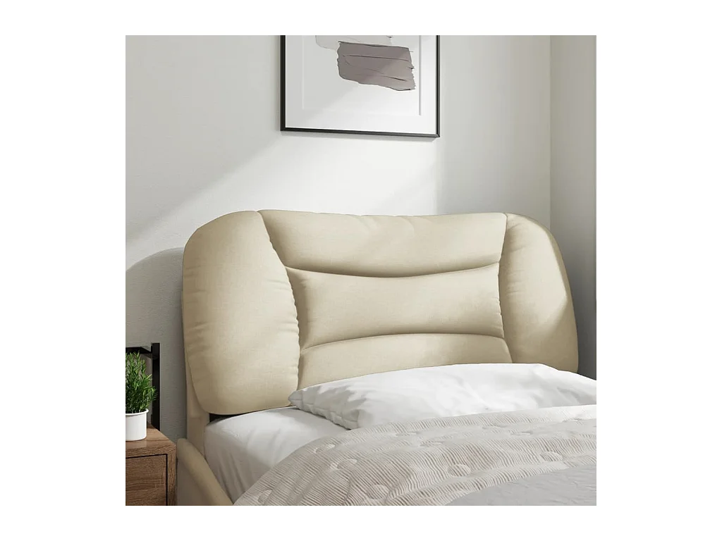 Coussin de tête de lit crème 90cm tissu