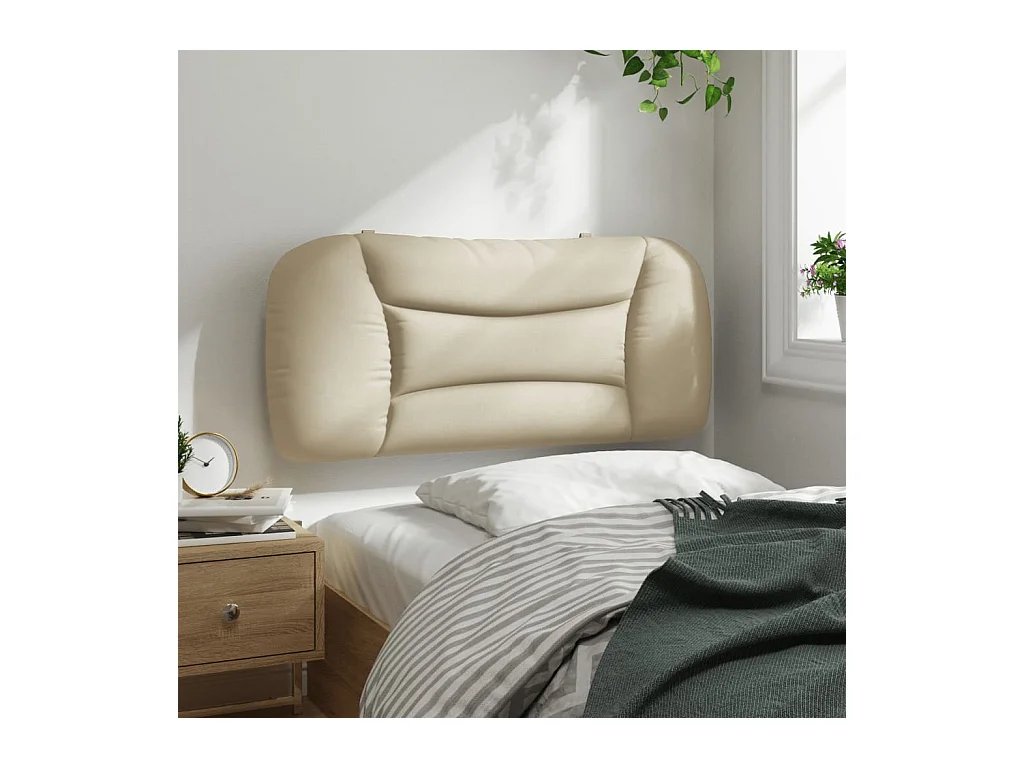 Coussin de tête de lit crème 90cm tissu