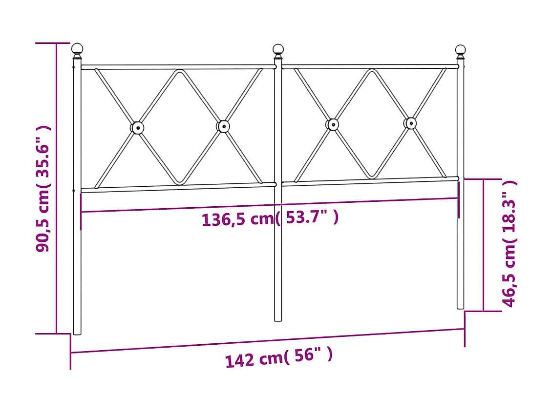 Tête de lit métal noir 137cm