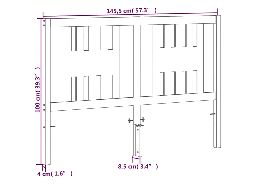 Tête de lit marron 140cm bois massif de pin