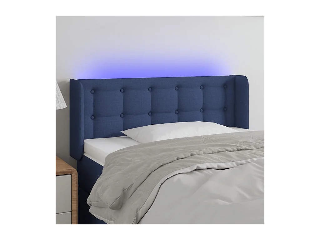 Tête de lit à LED Bleu 93x16x78-88 Tissu