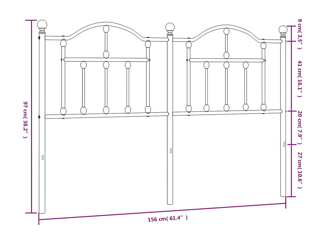 Tête de lit métal noir 150cm
