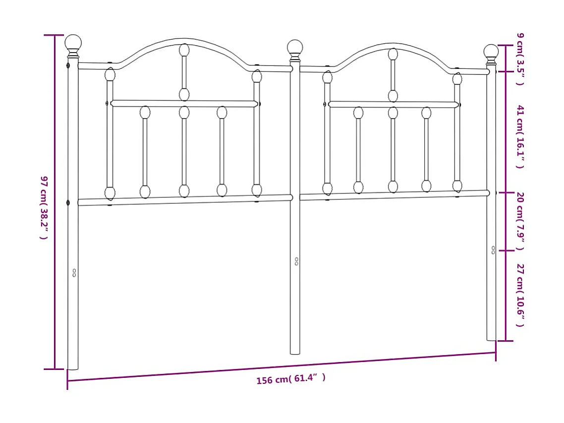 Tête de lit métal noir 150cm