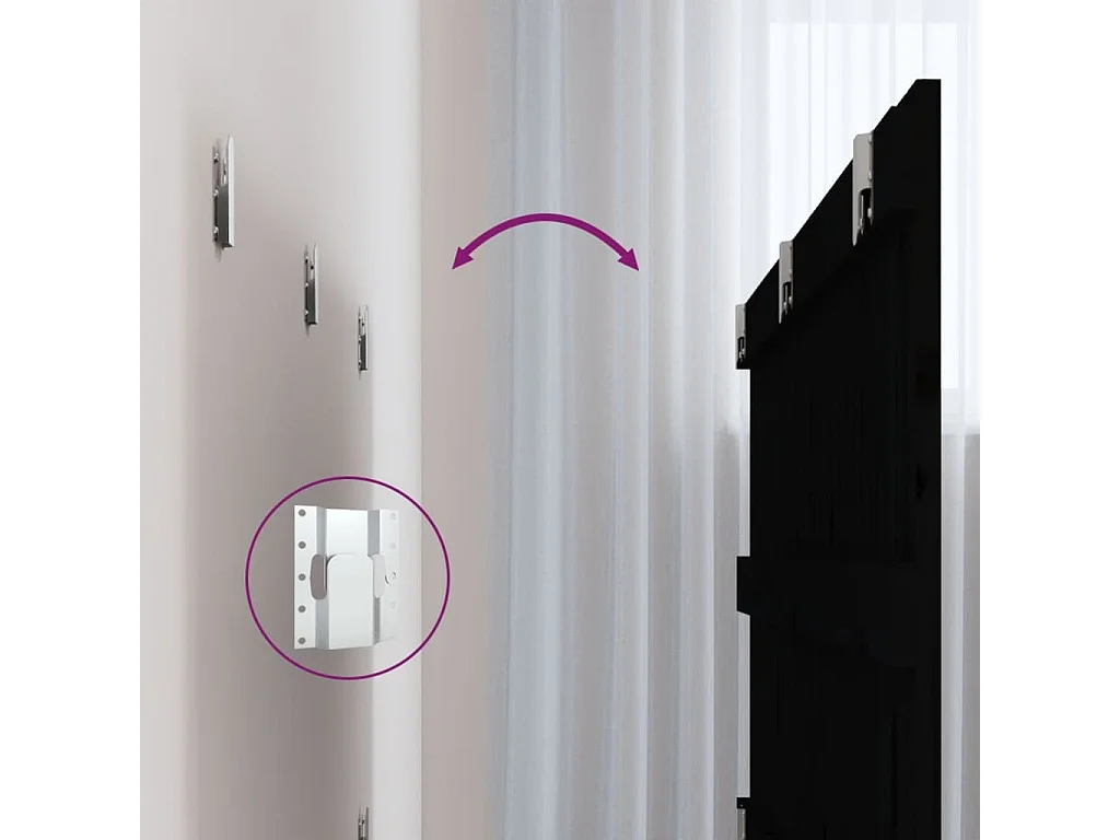 Tête de lit murale Noir 185x3x60 Bois massif de pin