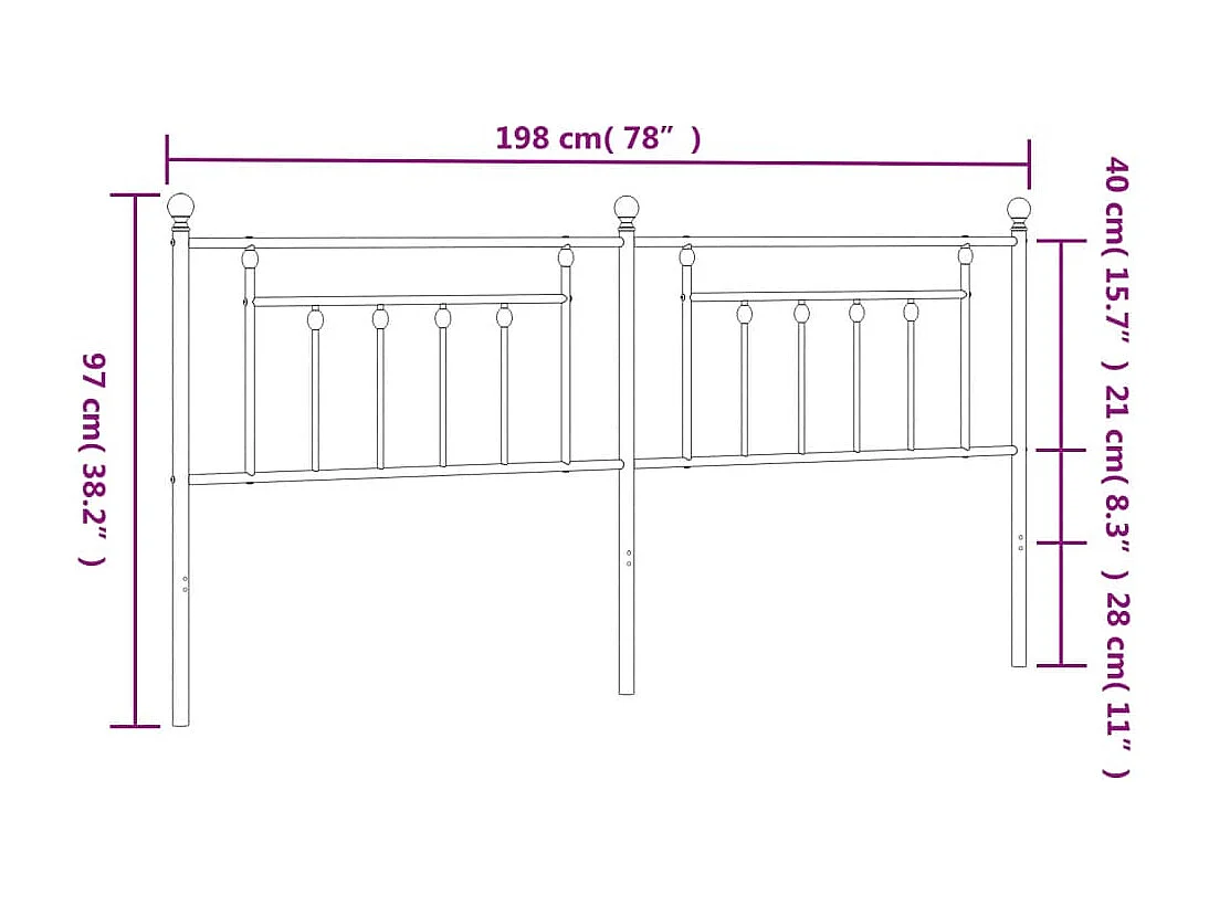 Tête de lit métal blanc 193cm