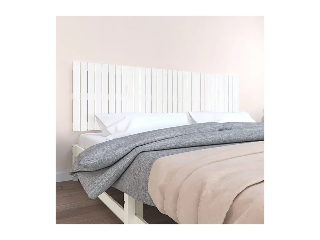 Tête de lit murale Blanc 204x3x60 Bois massif de pin